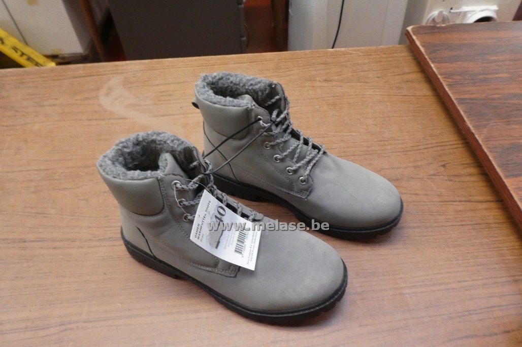 Damesbottines "grijs - daim - pels"