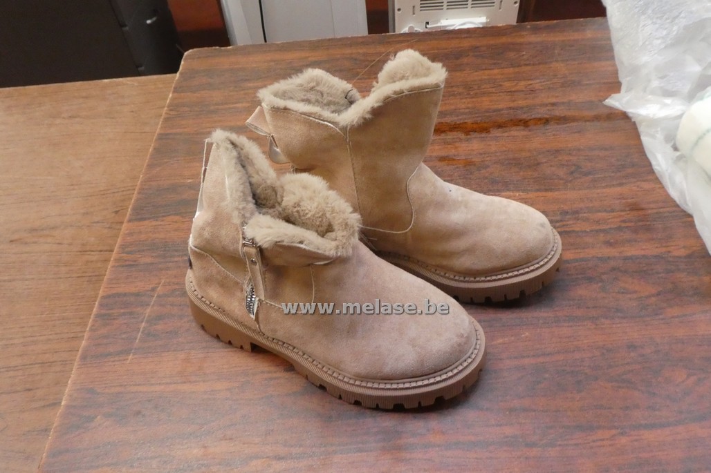 Damesbottines "bruin - daim - pels"