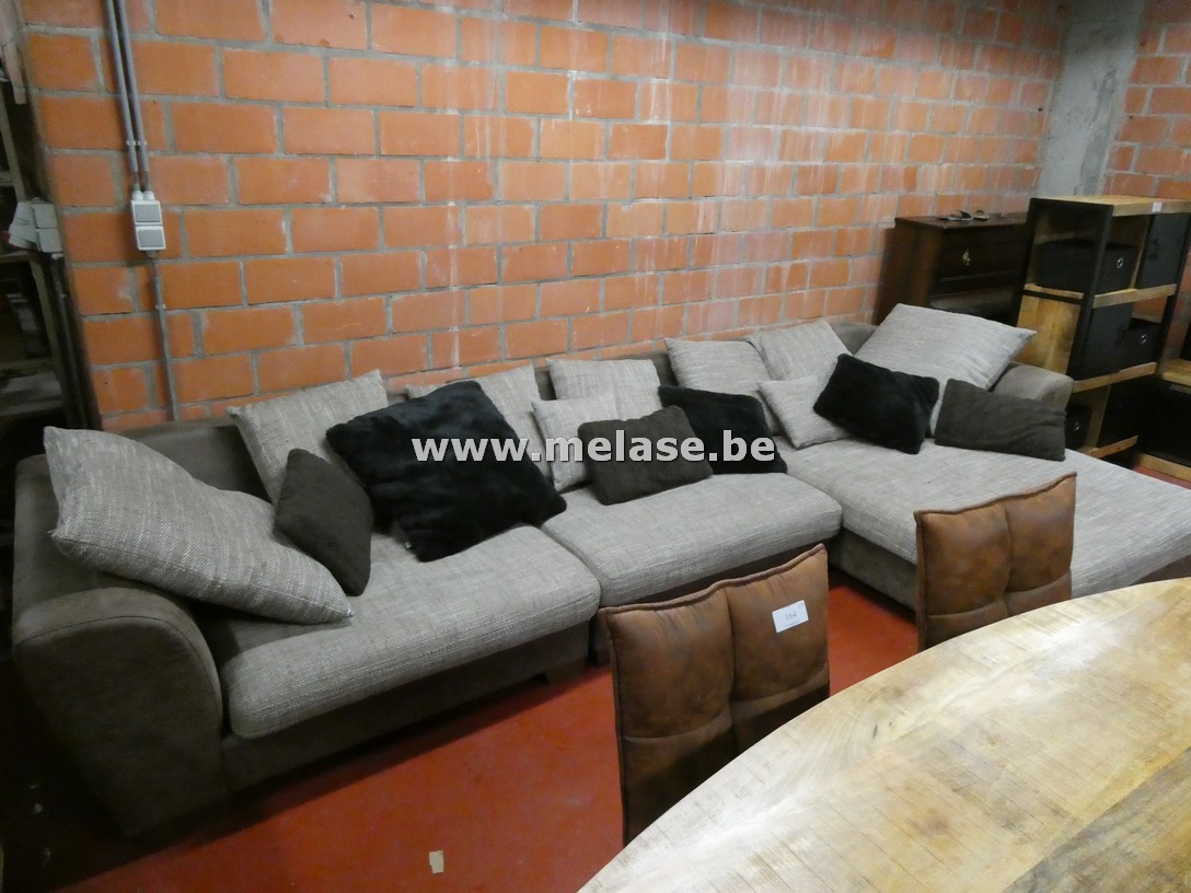 Hoeksalon "bruin/grijze stof"