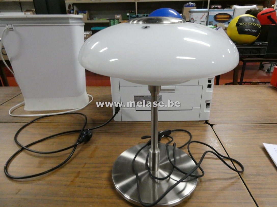 Schemerlamp "RVS - wit glazen kap"