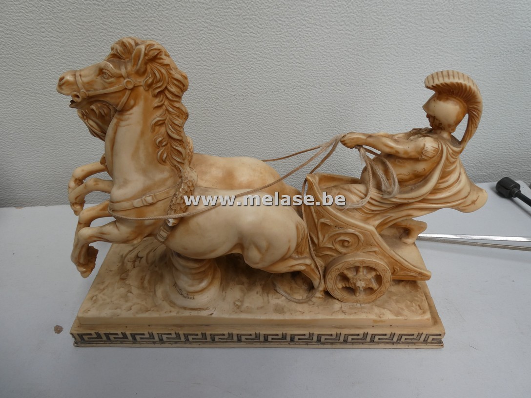 Beeld "gladiator met 2 paarden"